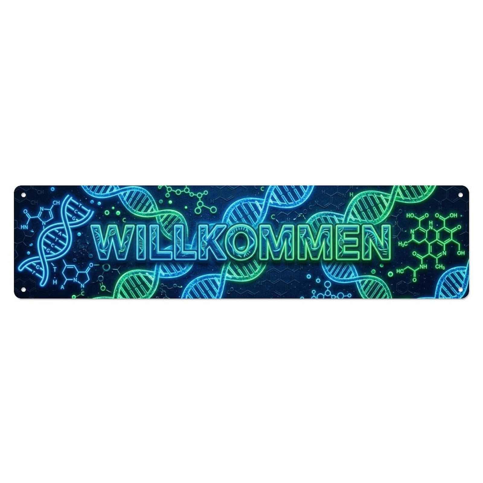 Neon DNA Helix Science Welcome Metal Tin Sign