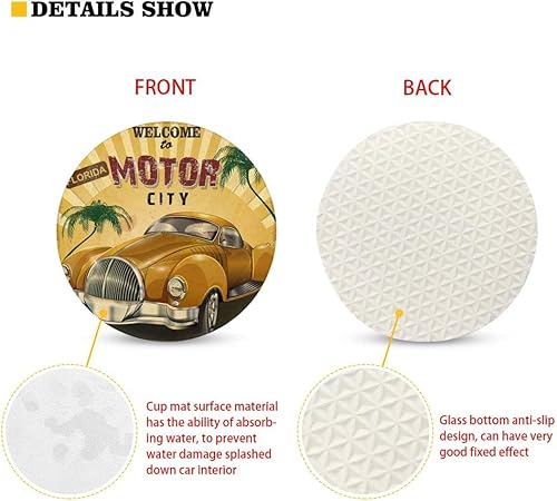 Miniatura 2 de ENLACHIC 6 posavasos Van Gogh Art para bebidas, protección de posavasos de mesa redonda, fieltro + material de goma, colores azules, amarillos y