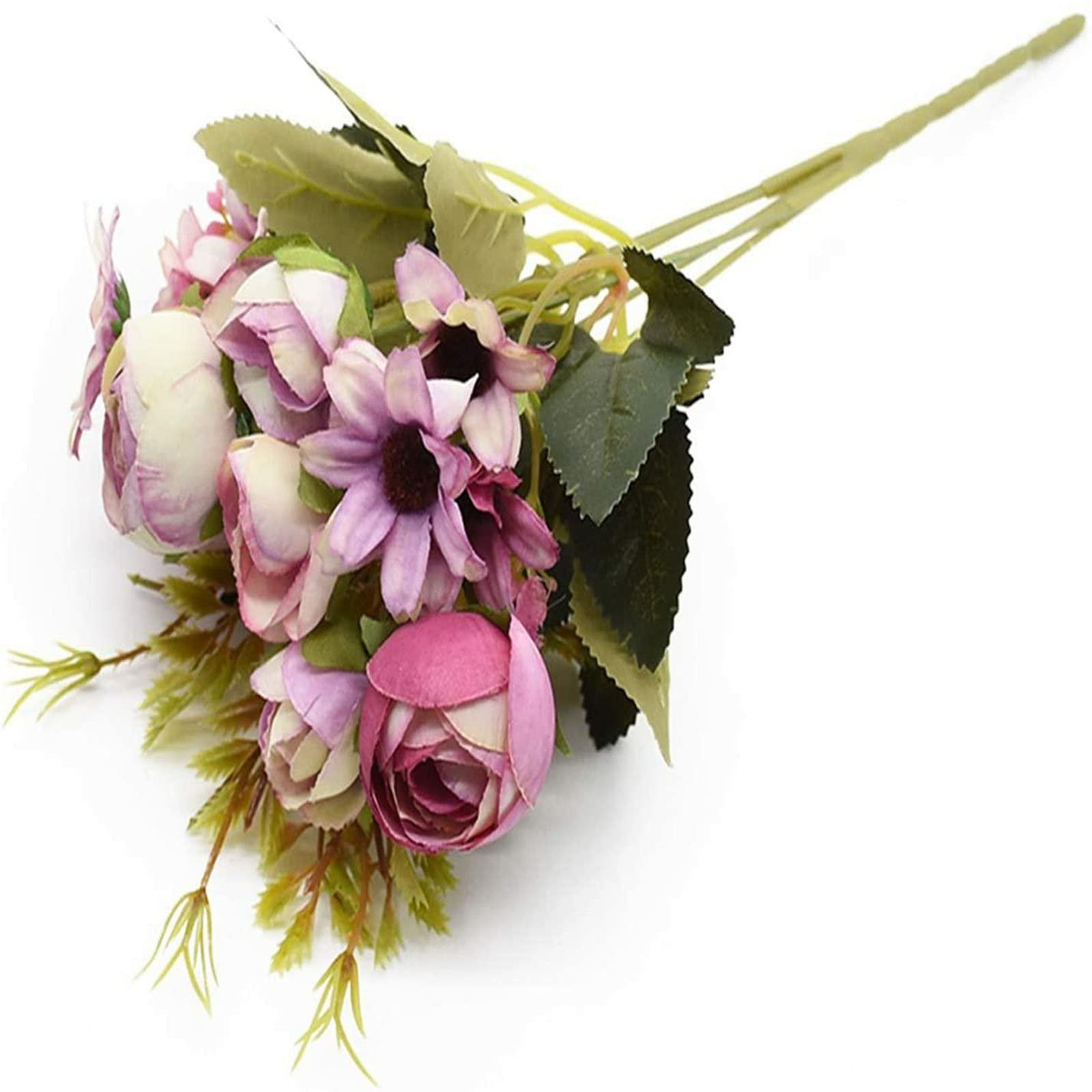 XDLEDMKIZ Real Touch Artificial Flowers Multicolor Tea Roses Vases for Home Decoration Daisy Plastic Flowers Wedding Fake Flowers