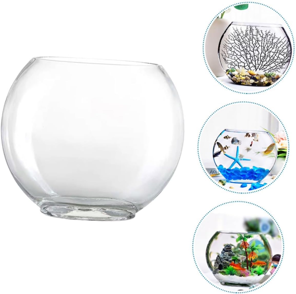 Generic Transparent Glass Aquarium Tank Multi Function Decorative Betta Fish Bowl Micro Landscape DIY Bottle Desktop Home Office Terrarium Decor Gift