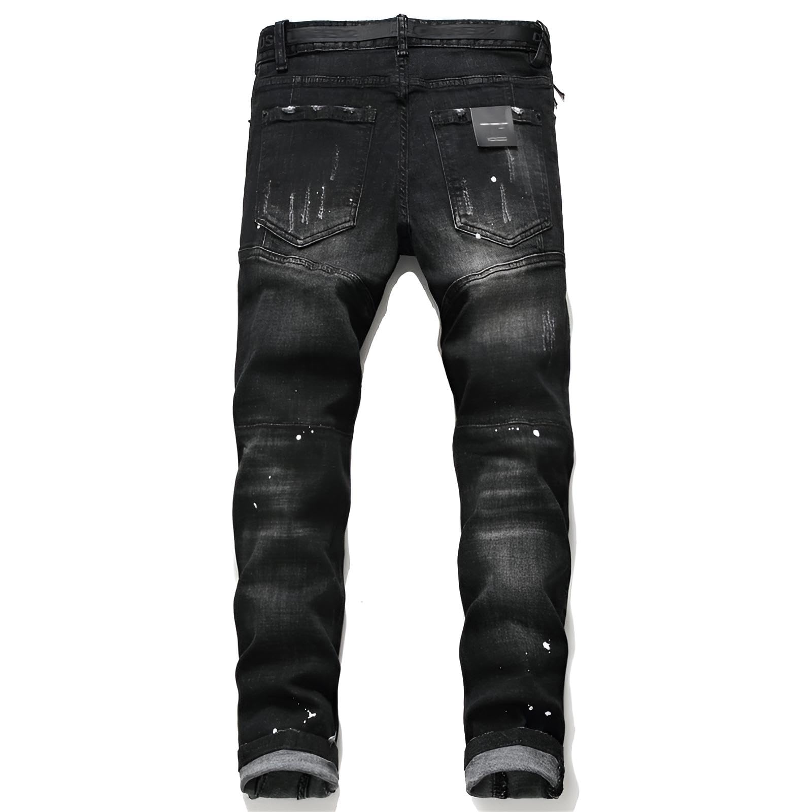 Herren Jeans, Y2K Slim Fit Stretch Denim mit Rissen, Zerrissene Destroyed Jeans im Hip Hop Cowboy Style, Regular Straight Fit, Modisch und Vielseitig für Freizeit & Streetwear