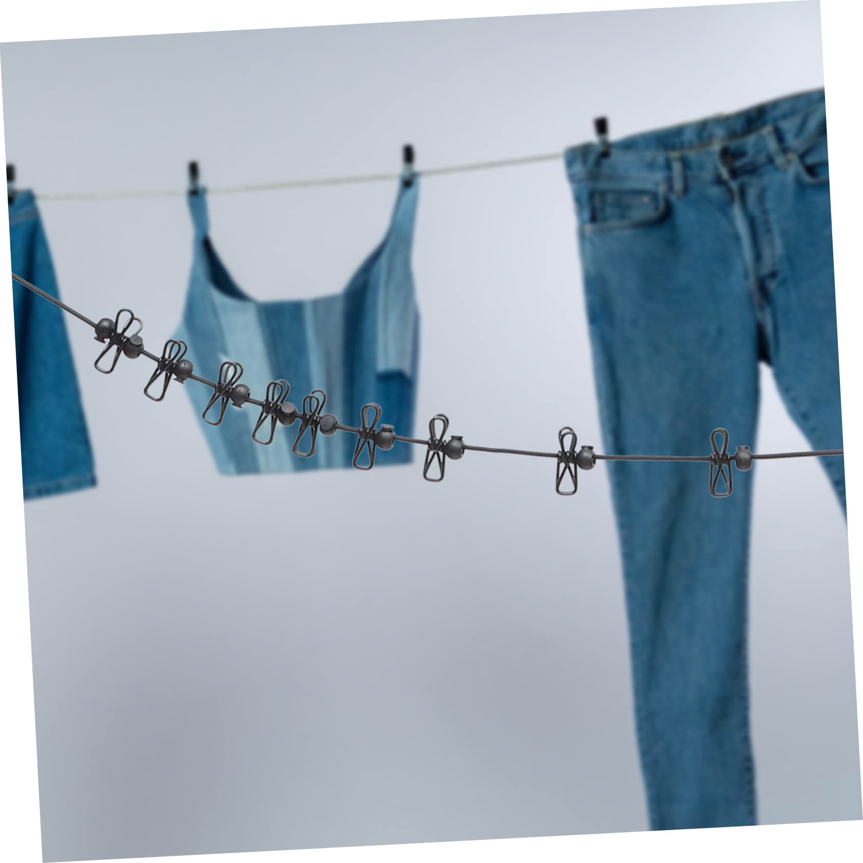 Zerodeko 2Pcs Travel Clothesline with Windproof Clips Portable Outdoor Drying Rope for Camping Hiking and Indoor Use Lightweight and Easy to Store Black