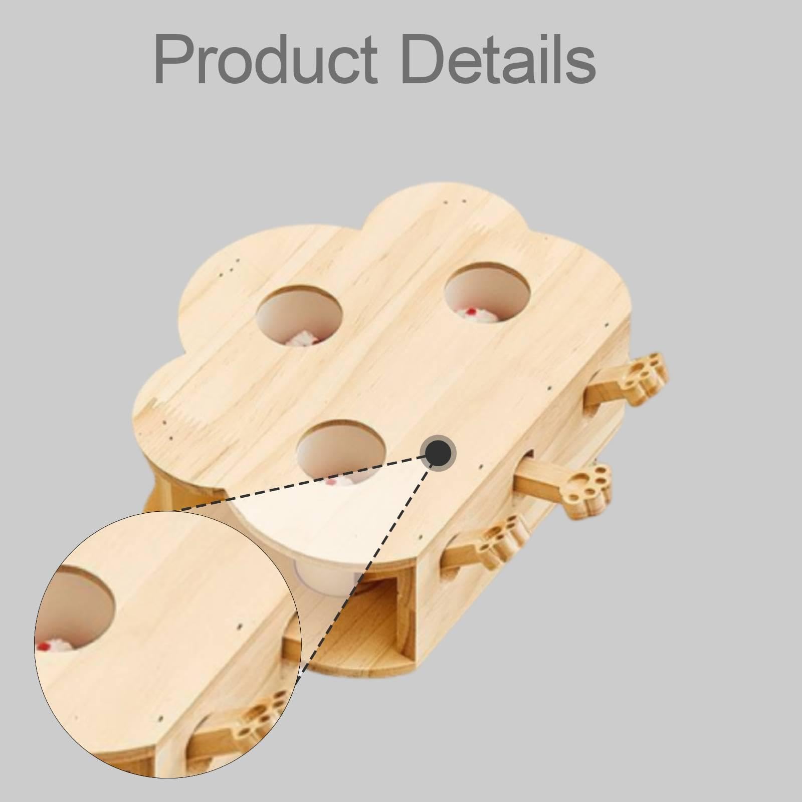 Whack a Cat Toy: Interattivo in Legno per Gatti, Gioco di Cattura E Apprendimento a più Livelli per Gatti Attivi, Ideale per La Casa, 3 Fori