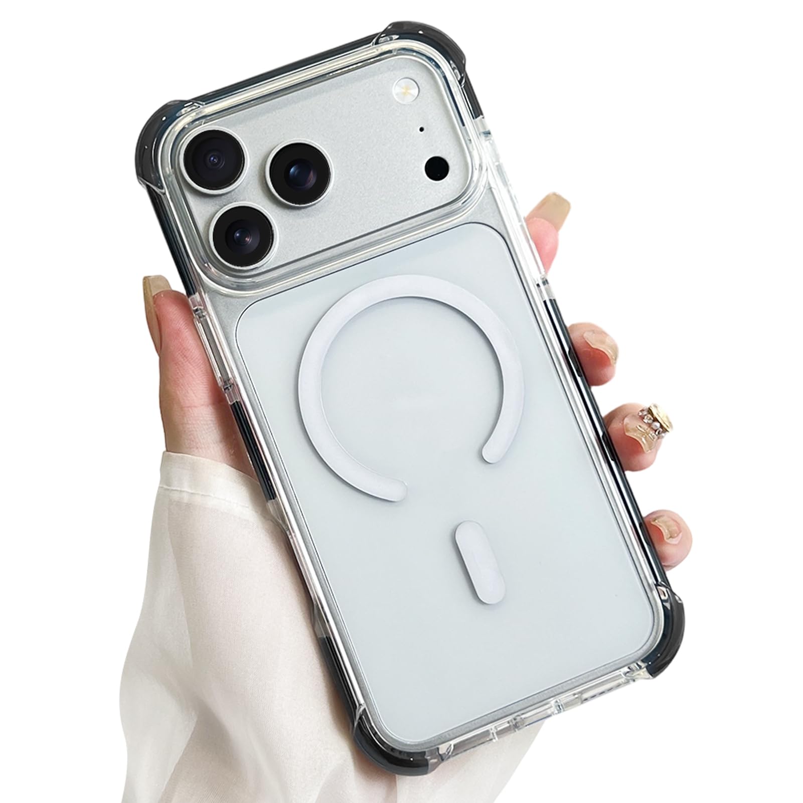 SAKUULO Custodia magnetica trasparente per iPhone 121 Pro 16 cm, nero