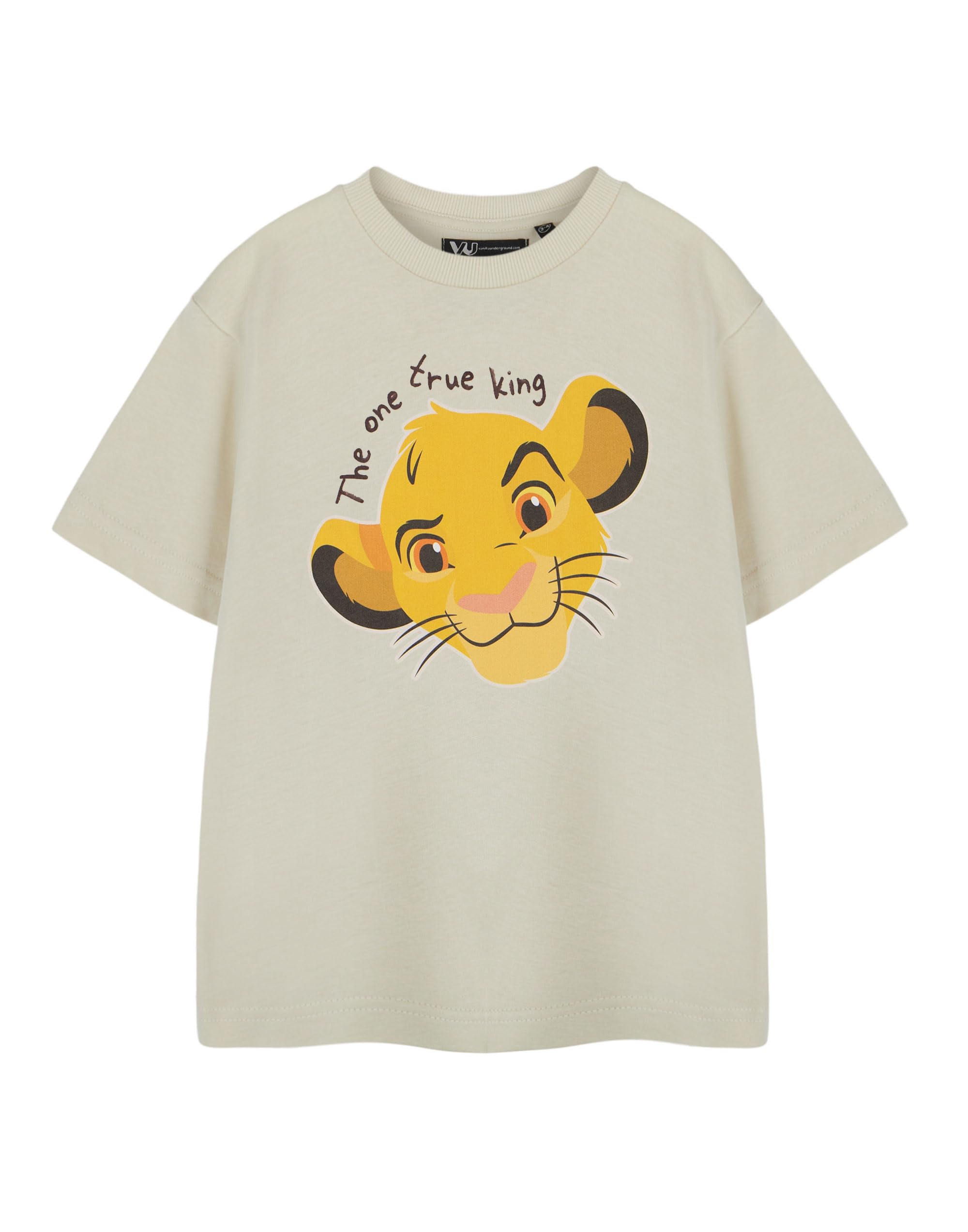 Disney Boys Oatmeal The Lion King Kids Beige Short Sleeved T-Shirt | The One True King Graphic Tee For & Girls | Simba, Mufasa & Nala Characters | Unisex Children's Clothing