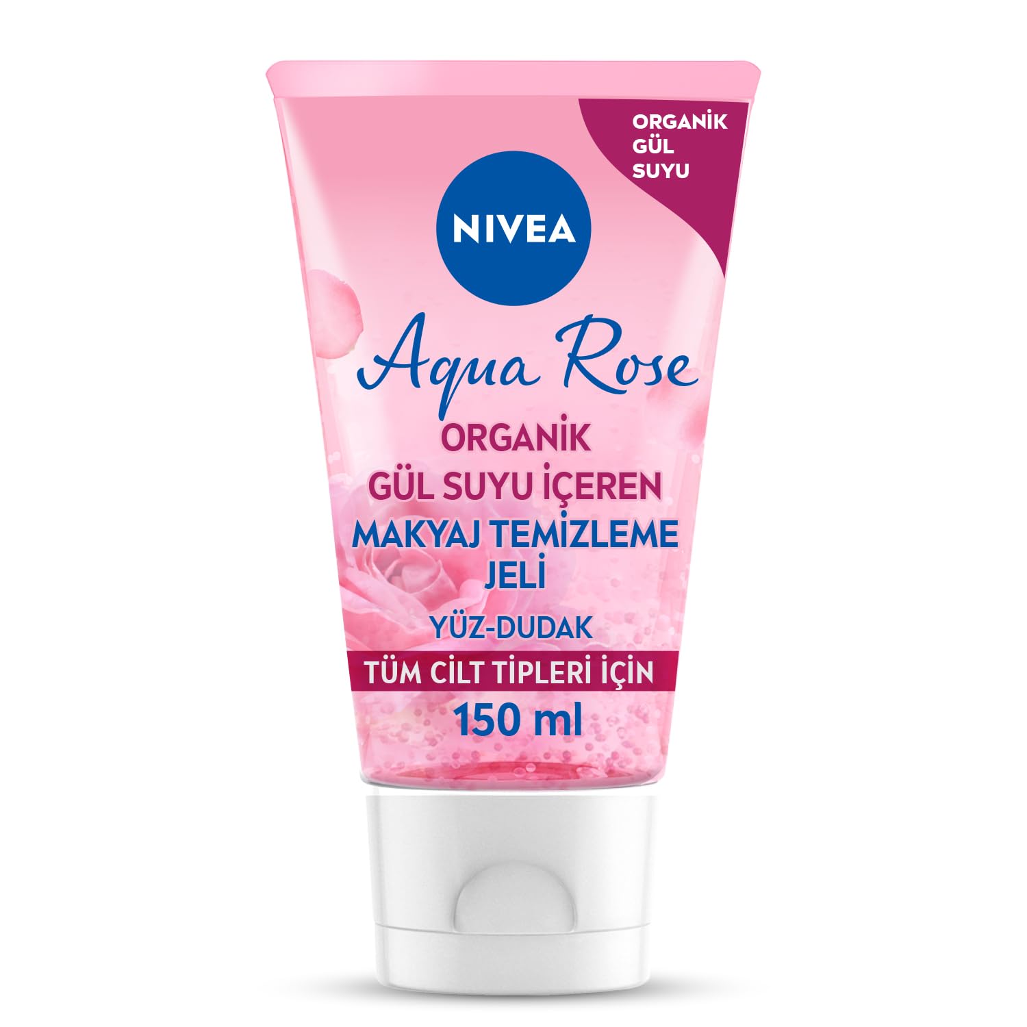 NIVEA Aqua Rose Organik Gül Suyu İçeren Makyaj Temizleme Jeli 150 ml, Nemlendirici, Canlandırıcı