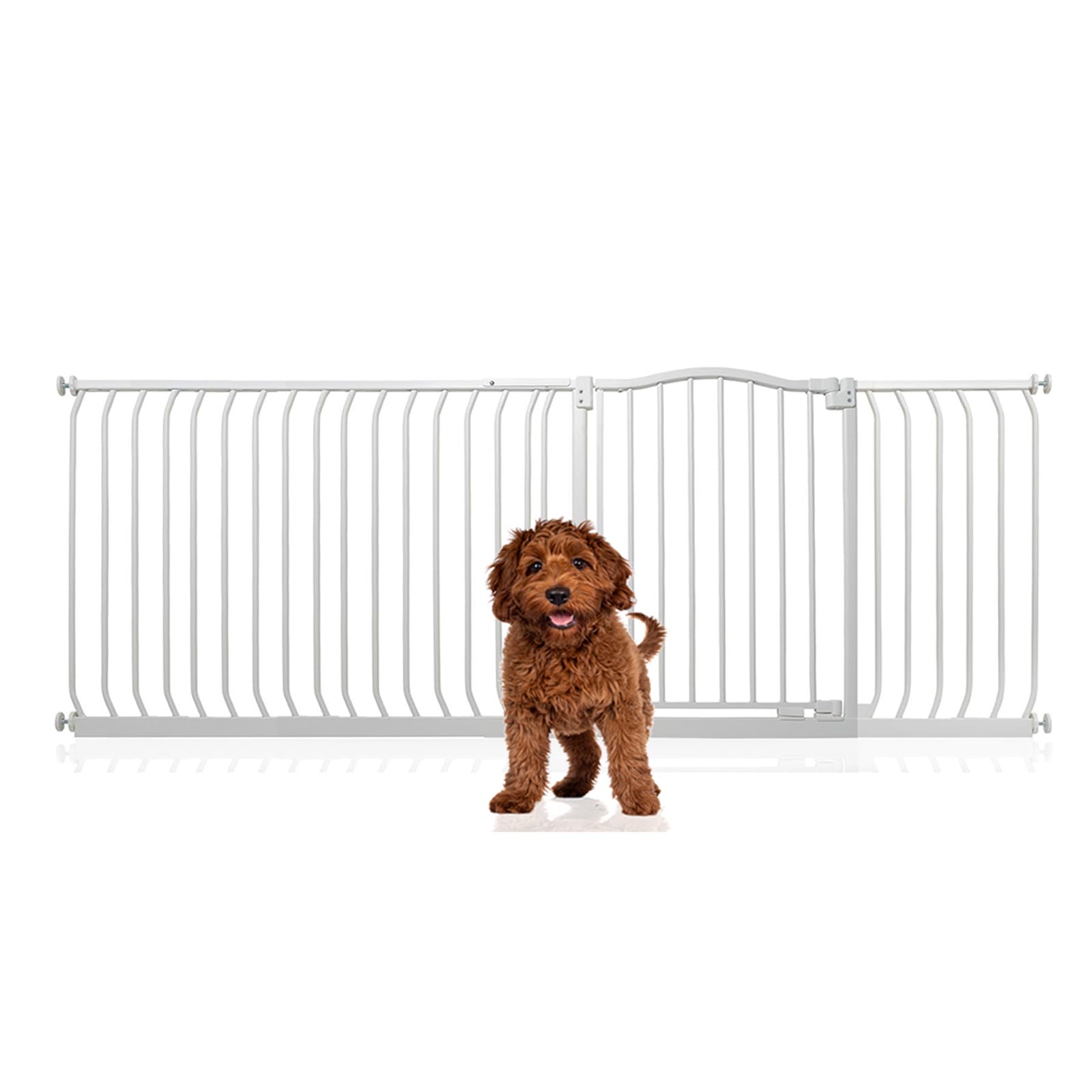 Bettacare White Curved Top Pet Gate, 198Cm - 207Cm, Matt Pressure Fit For Dogs And Puppies, Easy Installation Barrier