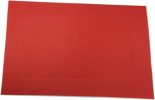 Miniatura 6 de Gugrida Juego de 6 manteles individuales de vinilo rojo resistentes al calor, antideslizantes, lavables, color rojo