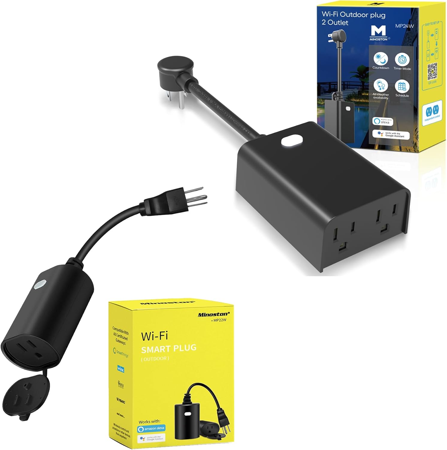 Minoston Smart Plug, Outdoor WiFi Outlet Heavy Duty Plugin Outlet