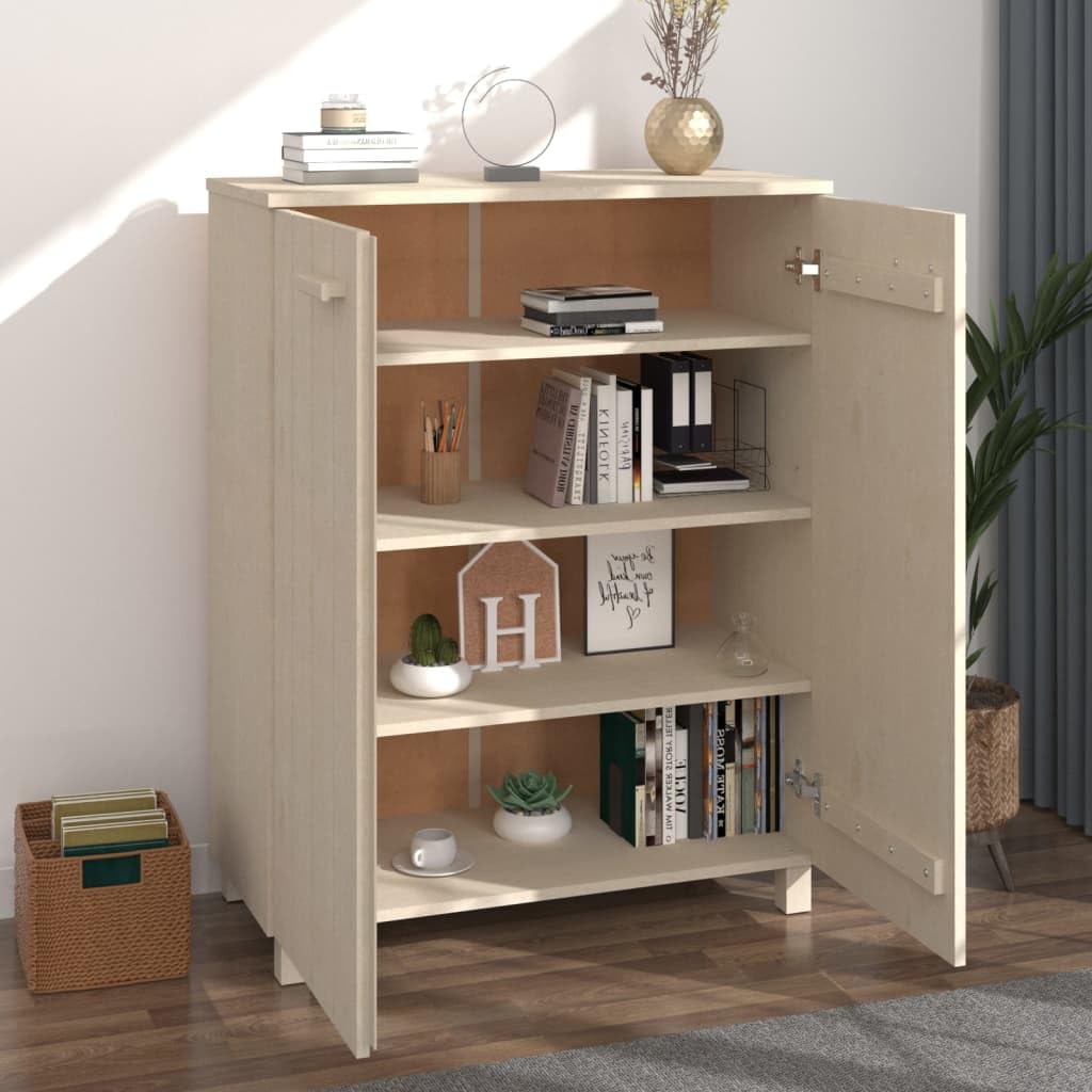 Szafka na buty Hamar miodowo-brązowa 85 x 40 x 108 cm, lite drewno sosnowe, 3 półki, wytrzymały organizer na buty przy wejściu, wysokie rozwiązanie do przechowywania