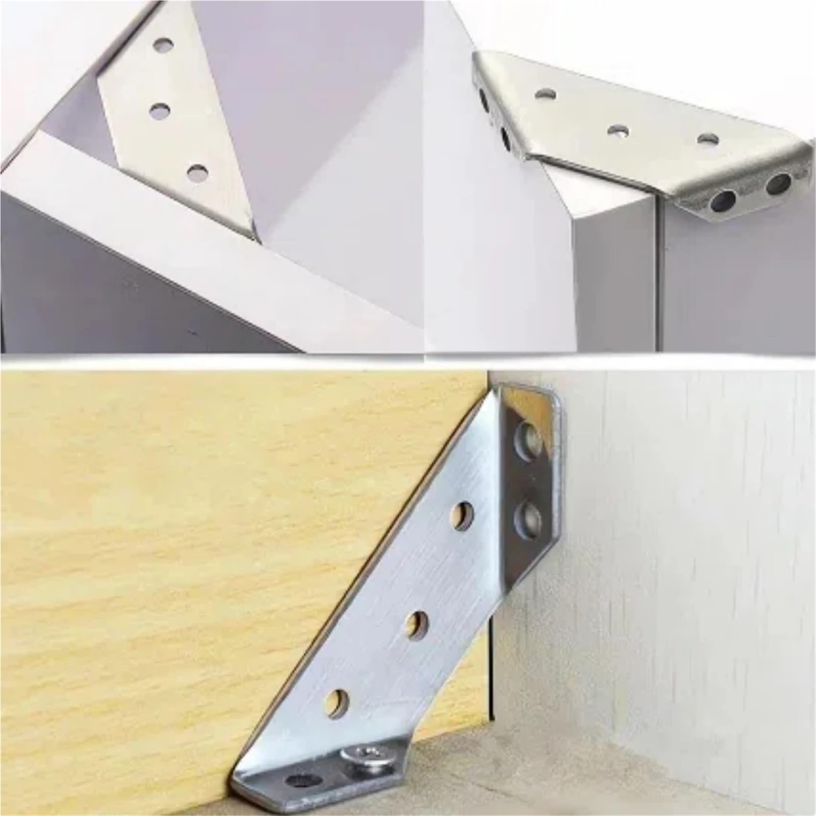 Staffa angolare universale per mobili, 40/80/200 pezzi, in acciaio inox, con viti, staffe angolari resistenti per legno (200 pezzi)
