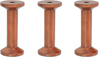 YELARXI Wooden Empty Spools Unfinished Wood Thread Spools, 3"x1.4" Fit for Embroidery and Sewing Machines Crafts Wire Weaving Bobbins (3Pcs, Brown)