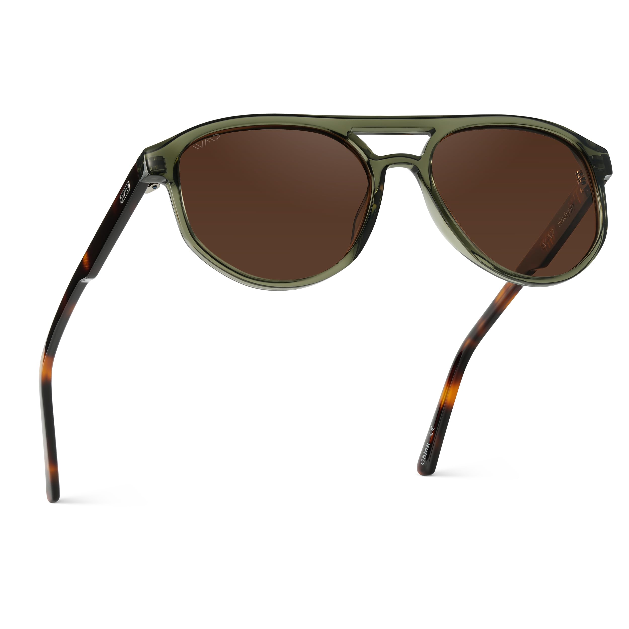 WearMe Pro WMP Eyewear - Sturdy Aviator Sunglasses for Men and Women (Tortoise Sage Frame/Brown Lens)