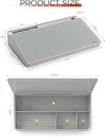 Vista 64 de TOWON Desktop Glass Whiteboard with Basic Calculator, 12 Digit LCD Display, Desk Organizers with Accessories for Office, Home, School Supplies