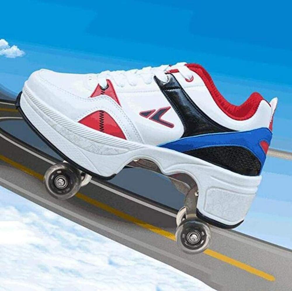 Roue Chaussures De Sport Chaussures De Skate à roulettes Chaussures roulettes Fille Et Garçon Entraînement Roller Skate Chaussures avec roulettes Doubles Bouton