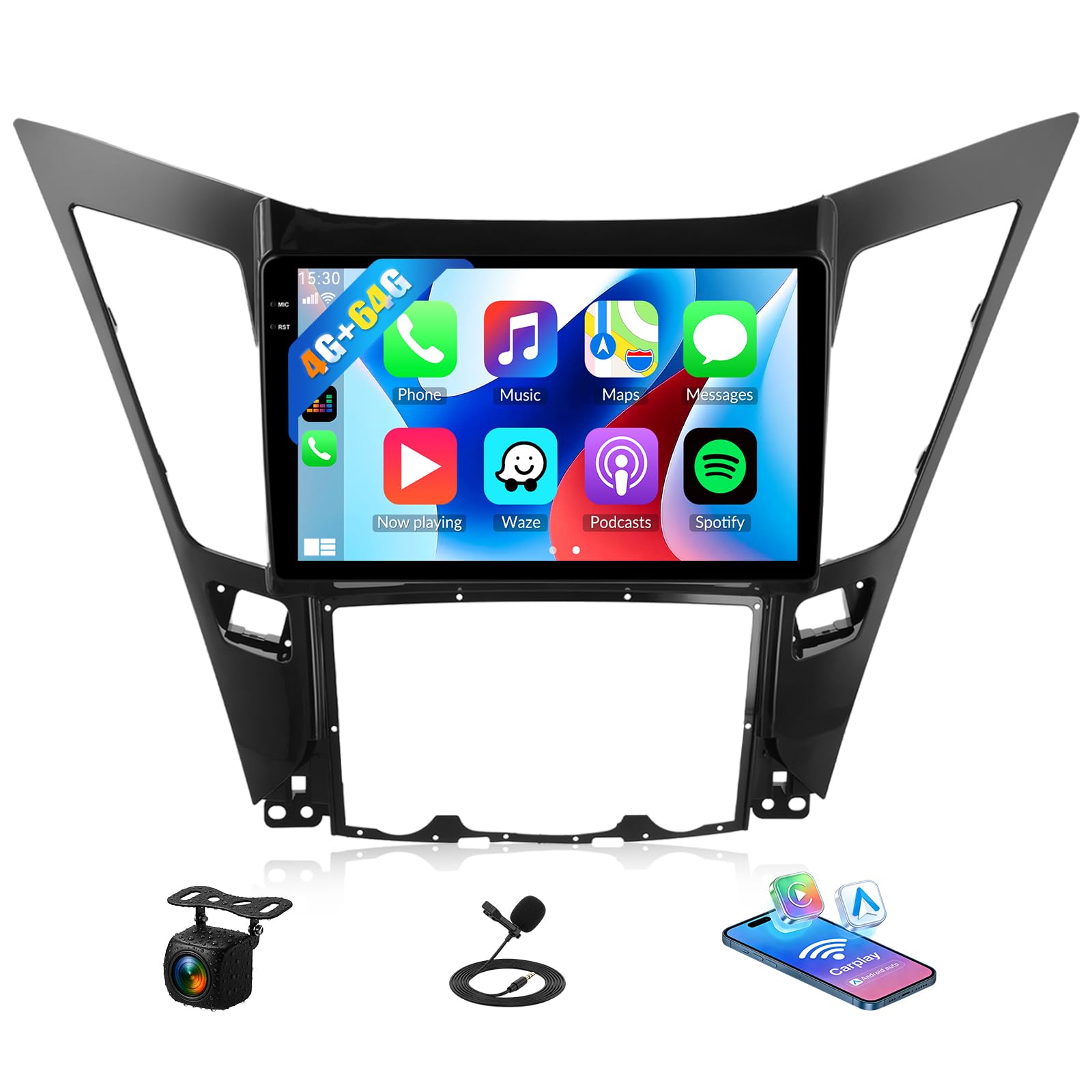 Photo 1 of ***FACTORY SEALED***SIXTOP 4G+64G Android Car Stereo Radio for Hyundai Sonata 2010-2015 Wireless CarPlay Android Auto Bluetooth 5.0 GPS 9 Inch Touch Screen1280*720 FM/RDS WiFi 32EQ SWC AHD Backup Camera