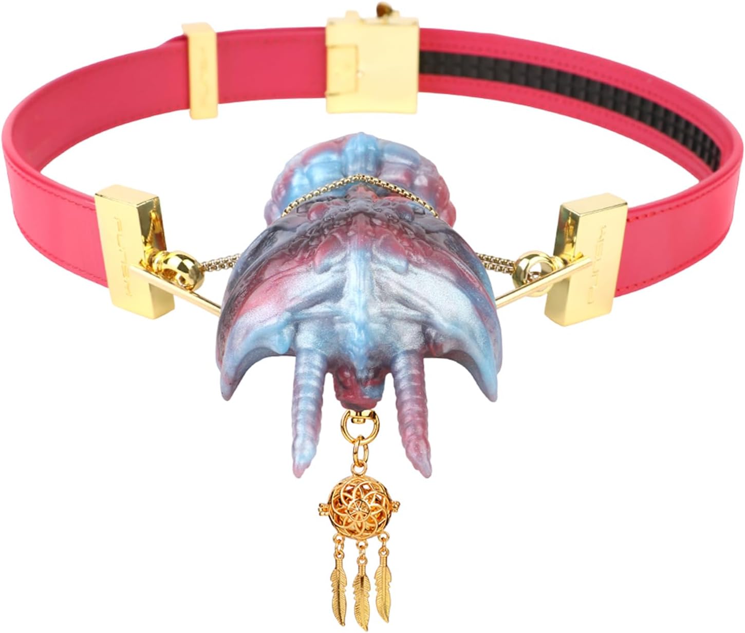 Bondage Toys Open Mouth Silicone Ball Gag with Belt and Bell, Reusable Elastic Bondage Muzzles Gag Adult Sex Toy for Men Women- Pink Belt