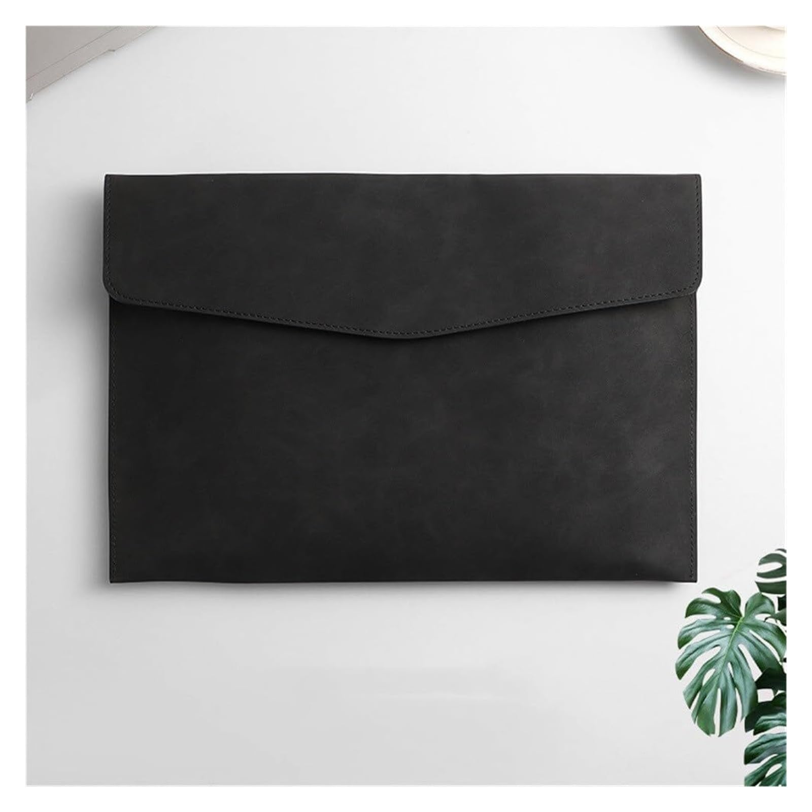Etui na dokumenty ze skóry PU, Skórzana koperta, teczka na dokumenty, organizer na dokumenty A4, 235 x 330 mm, wielokolorowy, opakowanie 3 szt.(Black)