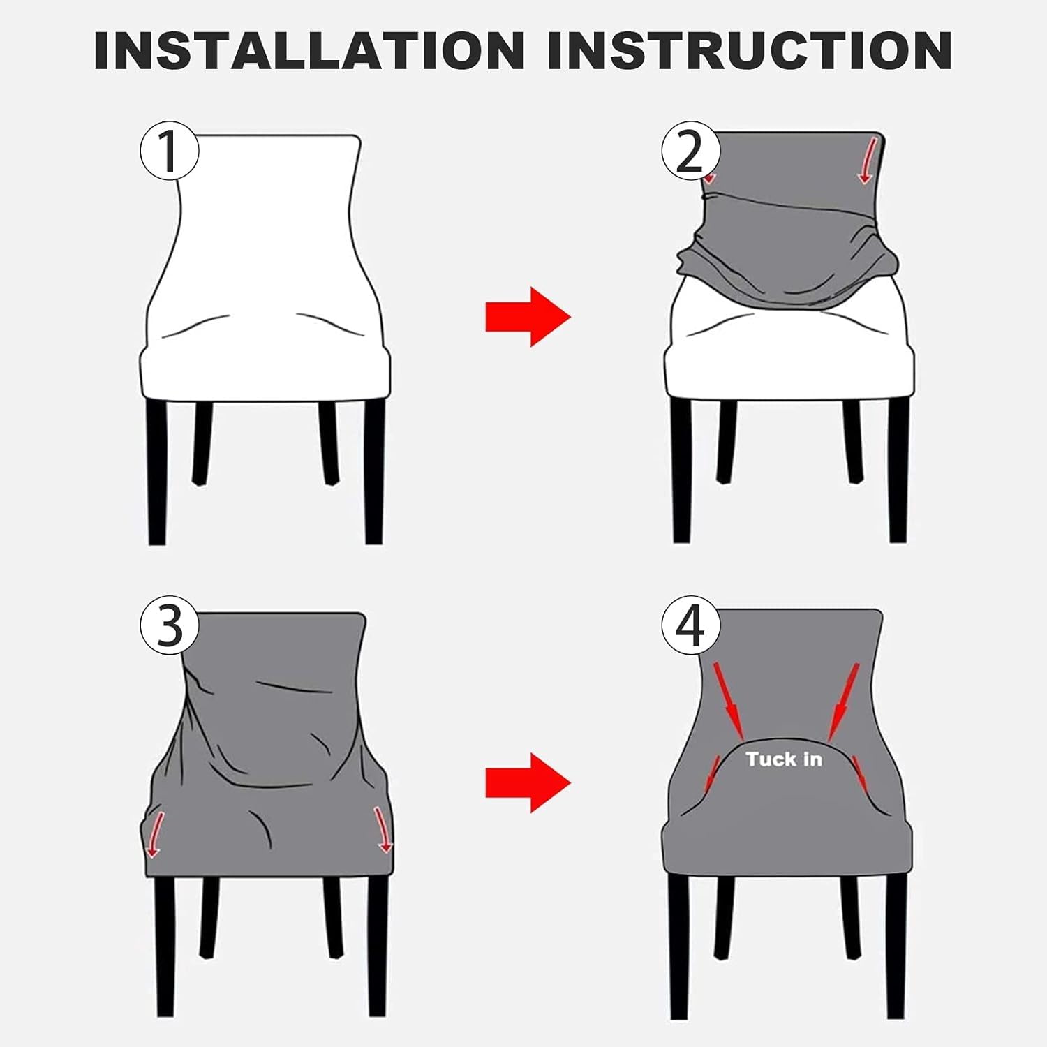 Stretch Wingback Chair Cover Slipcover, Washable Upholstered Armchair Covers Fits Arm Dining Chairs, Accent Chair Protector for Living Room, Banquet(B-Light Gray,6PCS)