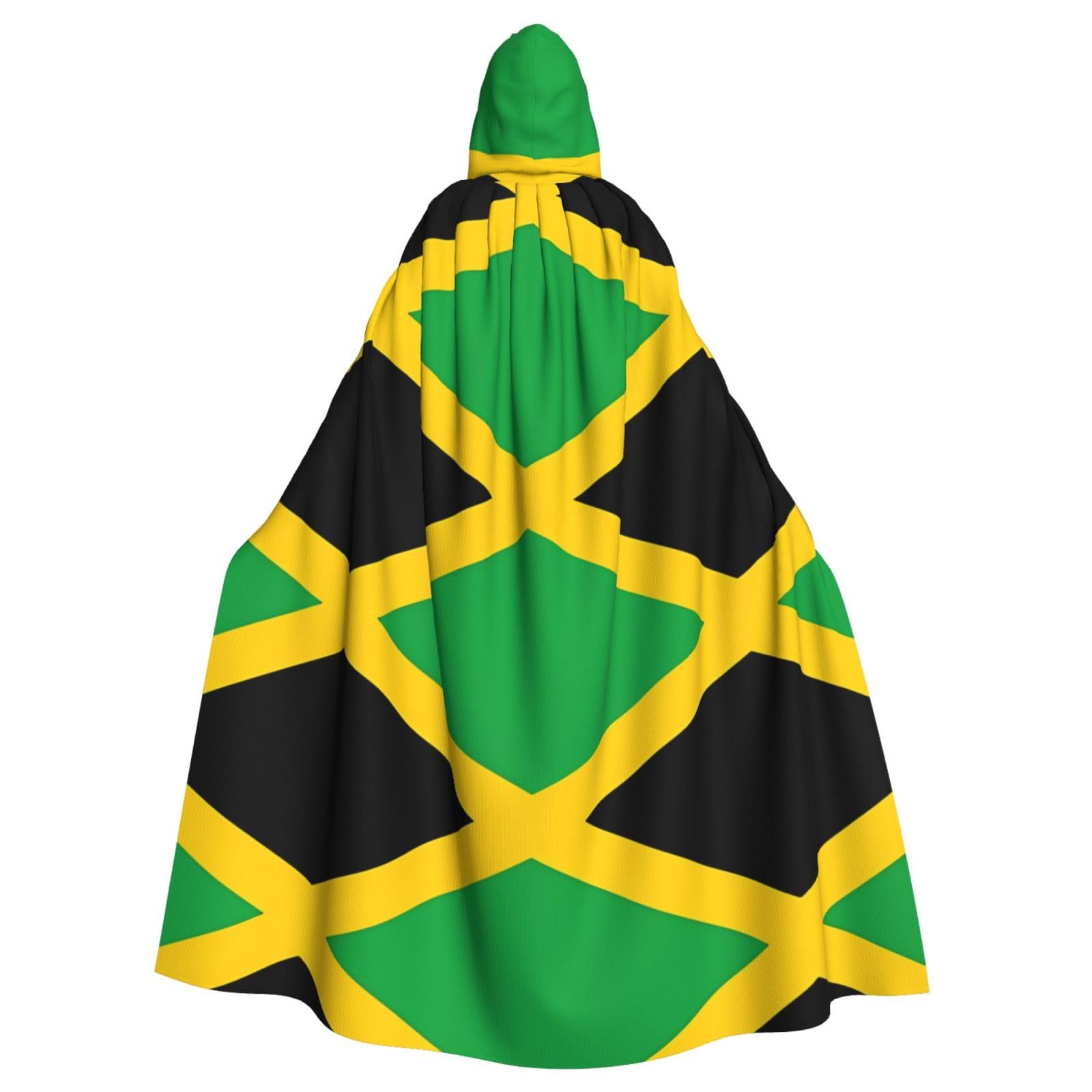 RFSHOP Halloween Hooded Cloak For Adults - Easy Care - Perfect For Parties, Cosplay, Stage, And More Jamaica Flag Printing Black
