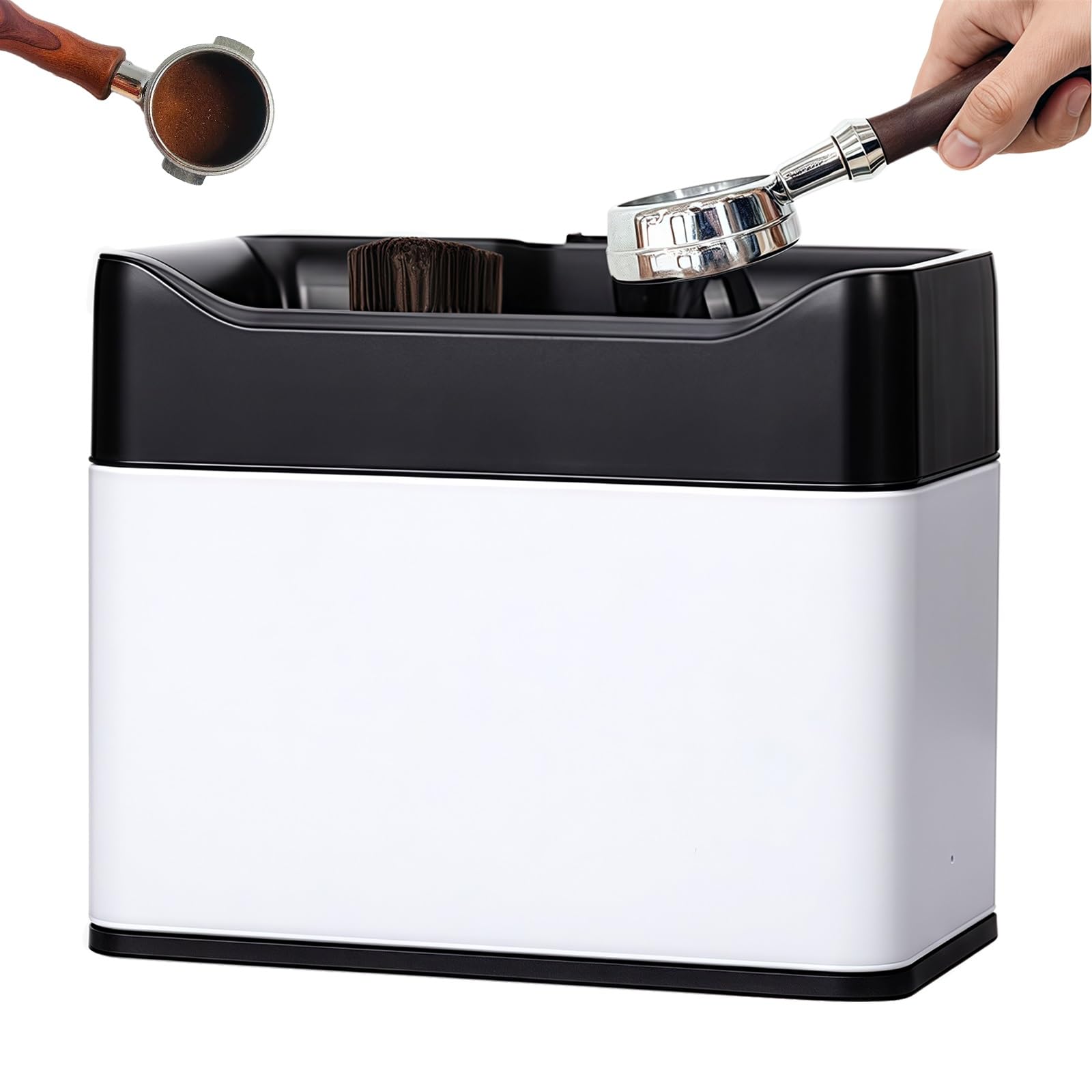 Limpiador de portafiltros eléctrico, Caja de golpeo para café Comercial con 2 raspadores y 1 Cabezal de Cepillo, fácil de Desmontar, máquina automática para Limpiar posos de café
