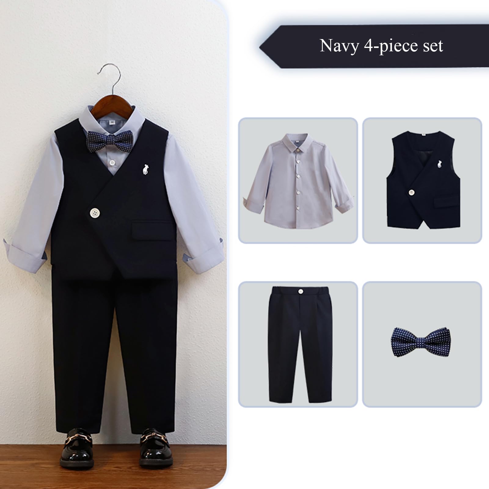 Abiti da Cerimonia Eleganti per Bambini Ragazzi, Completo Formale per Battesimo, Gentiluomo Nozze Smoking Abito per Ballo di Fine Anno