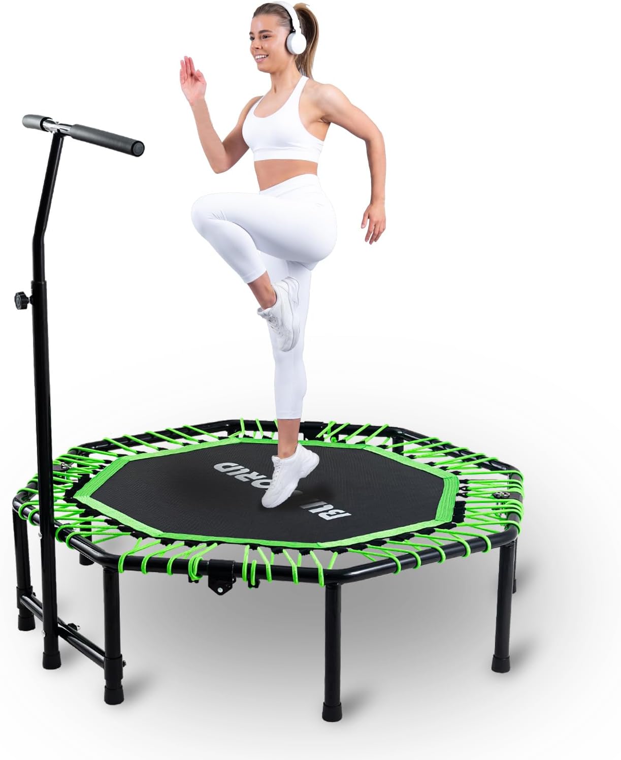Fitness Trampoline for Adults - 40"/48" 330 LBS Foldable Rebounder with Adjustable Foam Handle, Quiet Indoor Mini Workout Trampoline