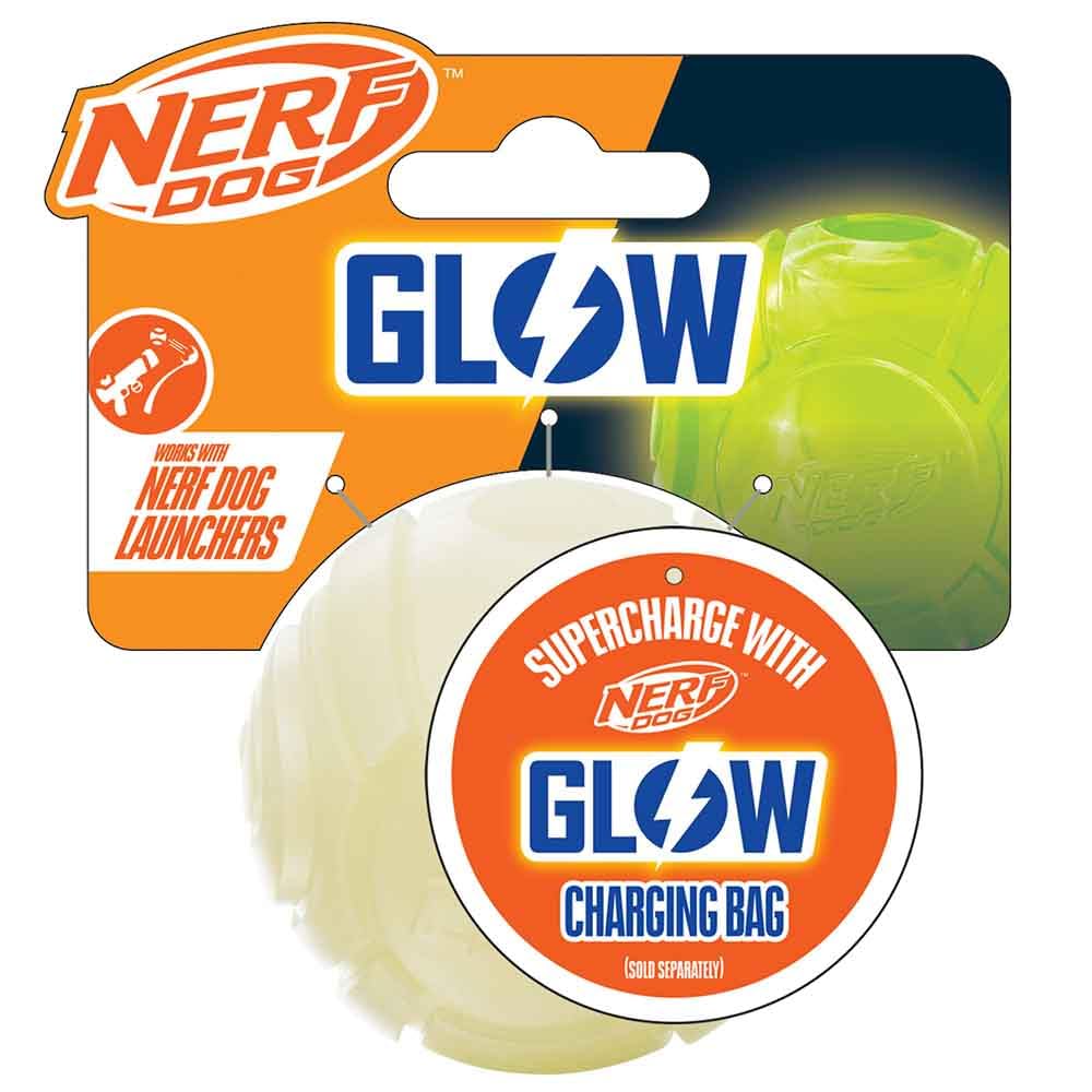 Nerf Dog Tennis Ball Blaster Dog Toy white 2 5 Inch Glow Reload Ball