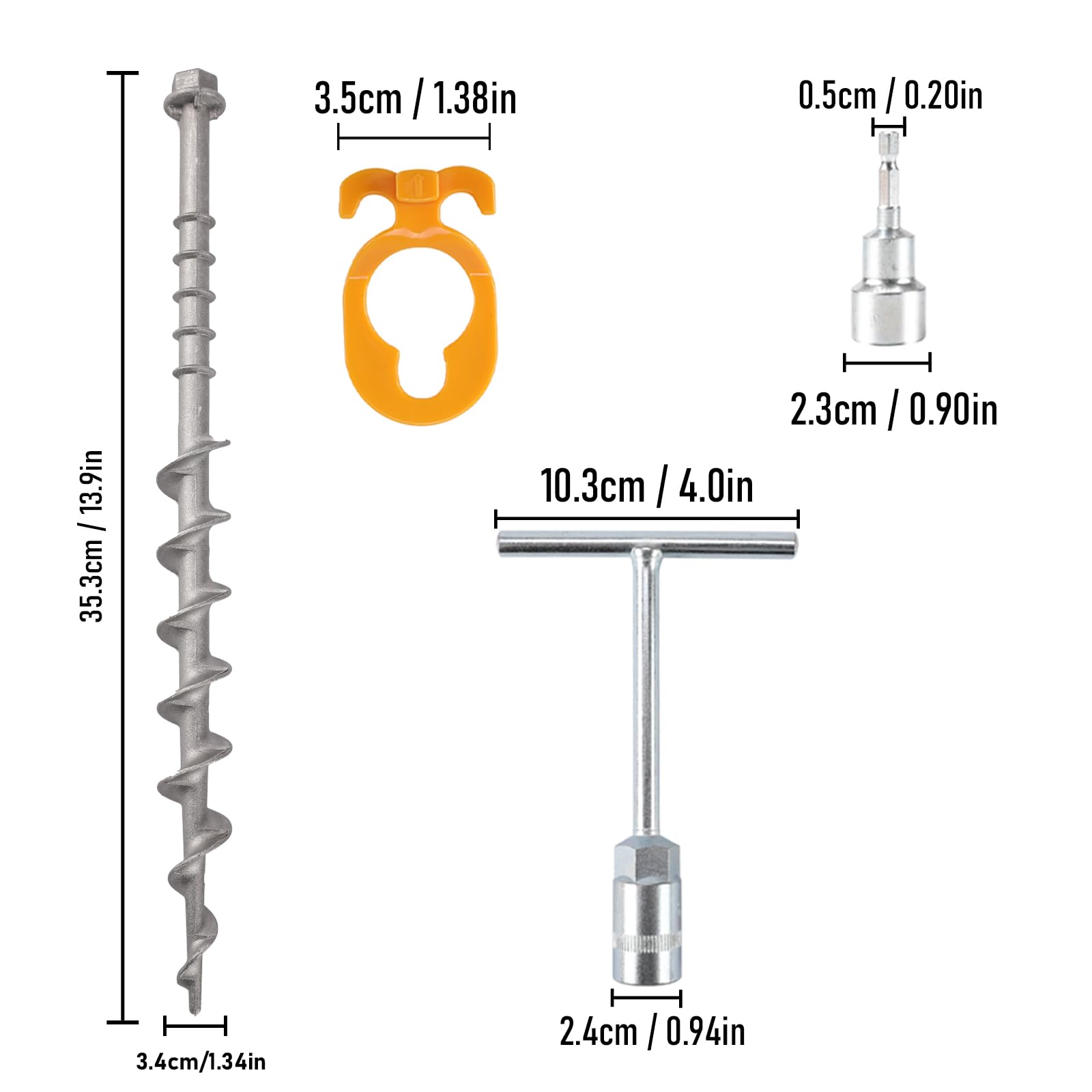 Zeltheringe aus Aluminium, zum Einschrauben, ideal für Camping, Trampoline, Schuppen, Hinterhof, Schaukel-Sets, 35,6 cm, Silbergrau, 12 Stück
