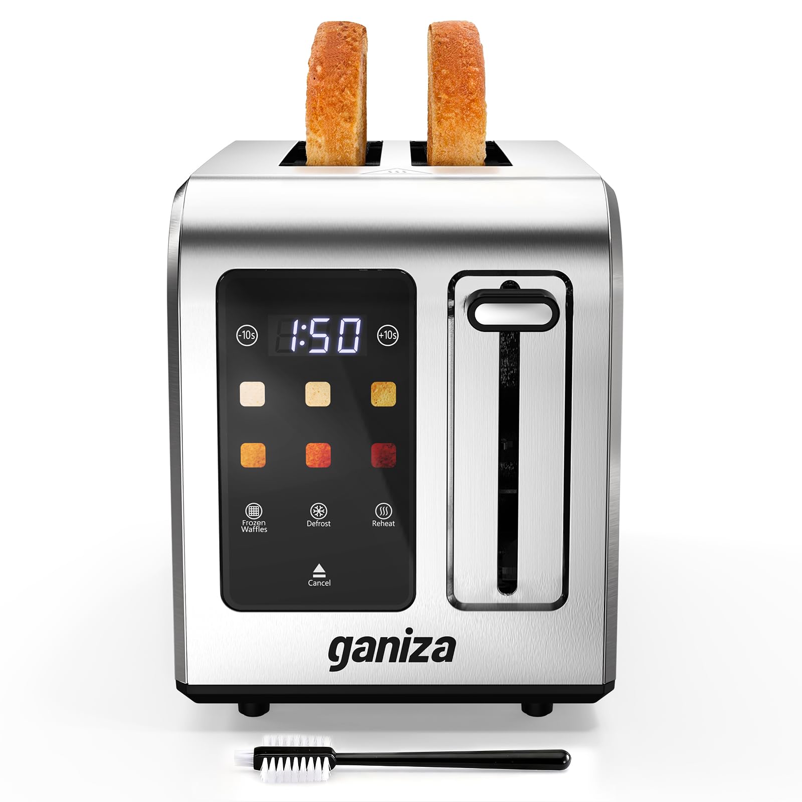 Photo 1 of Ganiza Smart Toaster 2 Slice with Touchscreen, Digital Countdown Timer, Touch Screen Toaster Wide Slot, Full Stainless Steel, Defrost Reheat Cancel, +/-10s Fine-Tune, Removable Crumb Tray, Max 925W