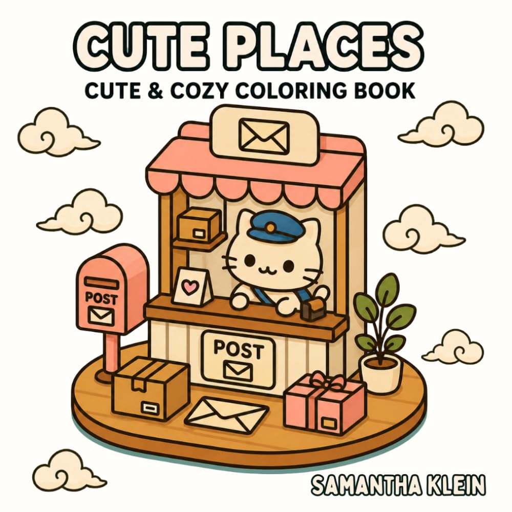 Cute Places: Hygge-Inspired Bold & Easy Cute & Cozy Coloring Book for Kids and Adults (Comfy Series)