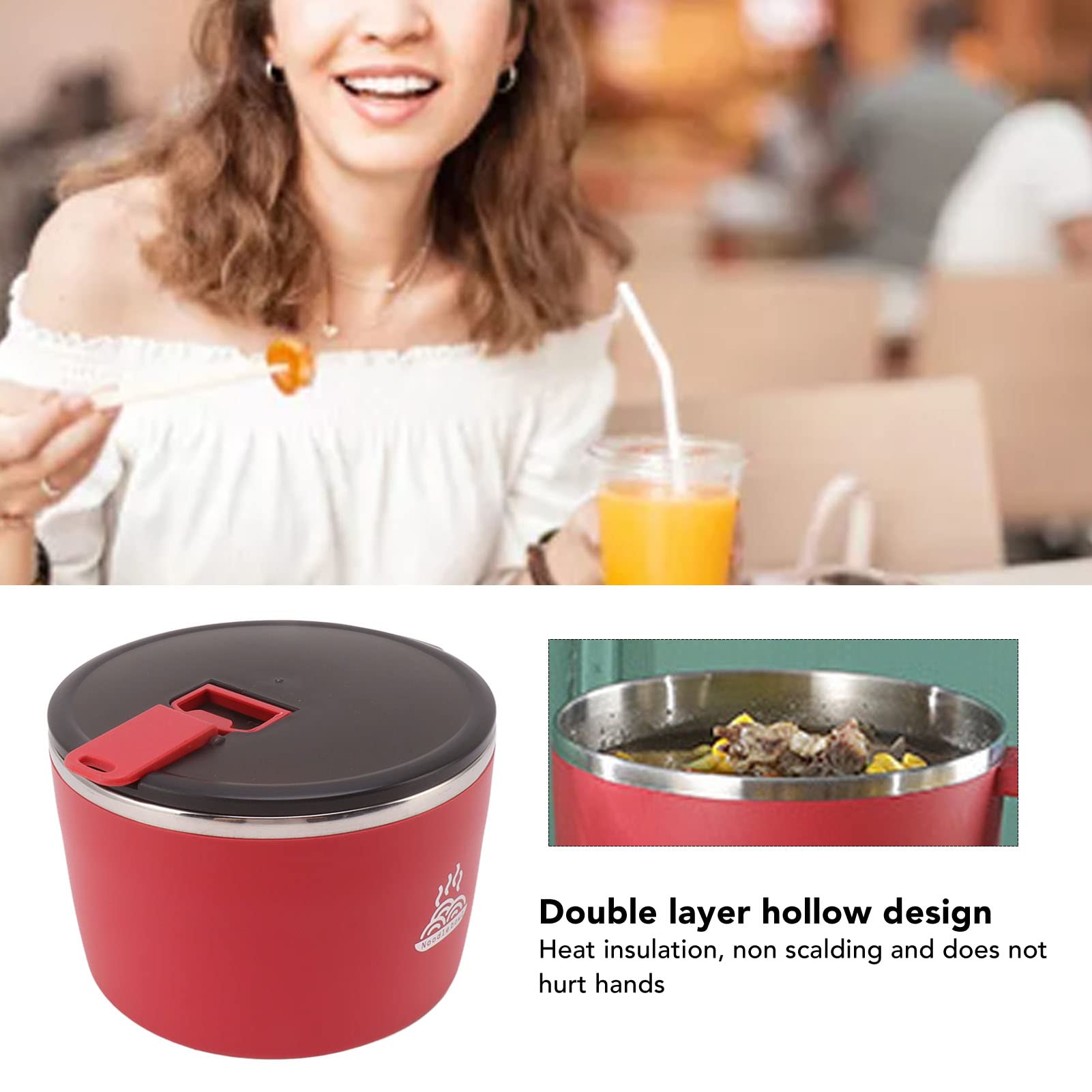 Ramen Elektrische Schüssel 1200ml - Edelstahl Mikrowellen Schüssel Für Nudeln Und Suppen