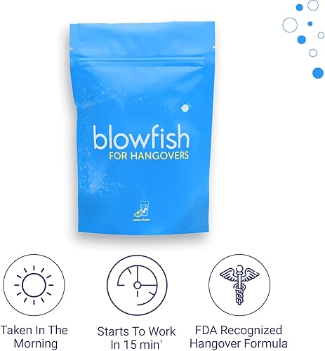 Miniatura 4 de Blowfish for Hangovers - Alivio rápido de la resaca | Formulación reconocida por la FDA - Garantizado para aliviar los síntomas de la resaca en 15