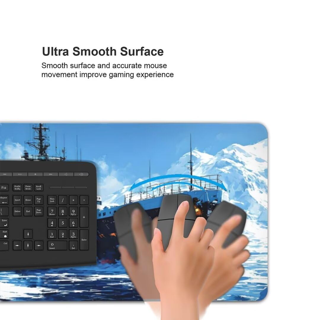 Alfombrilla de ratón 1400x600x3 MM, Alfombrilla Ratón XXL Extendida de Gran Tamaño con Bordes Cosidos, Base de Goma Antideslizante Almohadilla para Teclado, Buques marítimos S-4433