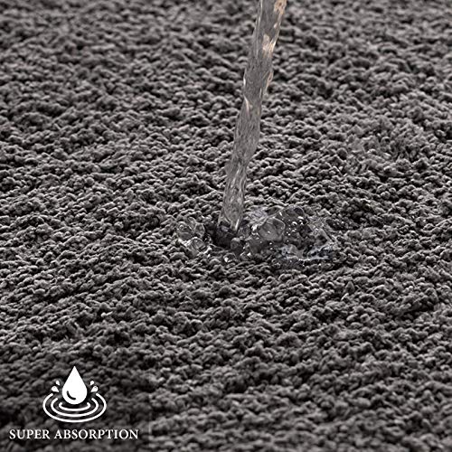 MIULEE Badematte Duschvorleger Badvorleger Flur 2er Set rutschfest Matte Teppiche Badteppich Badezimmerteppich Waschbar Saugfähig für Bad Wohnzimmer 40x60 cm und 45x45 cm mit Ausschnitt Grau – Bild 7