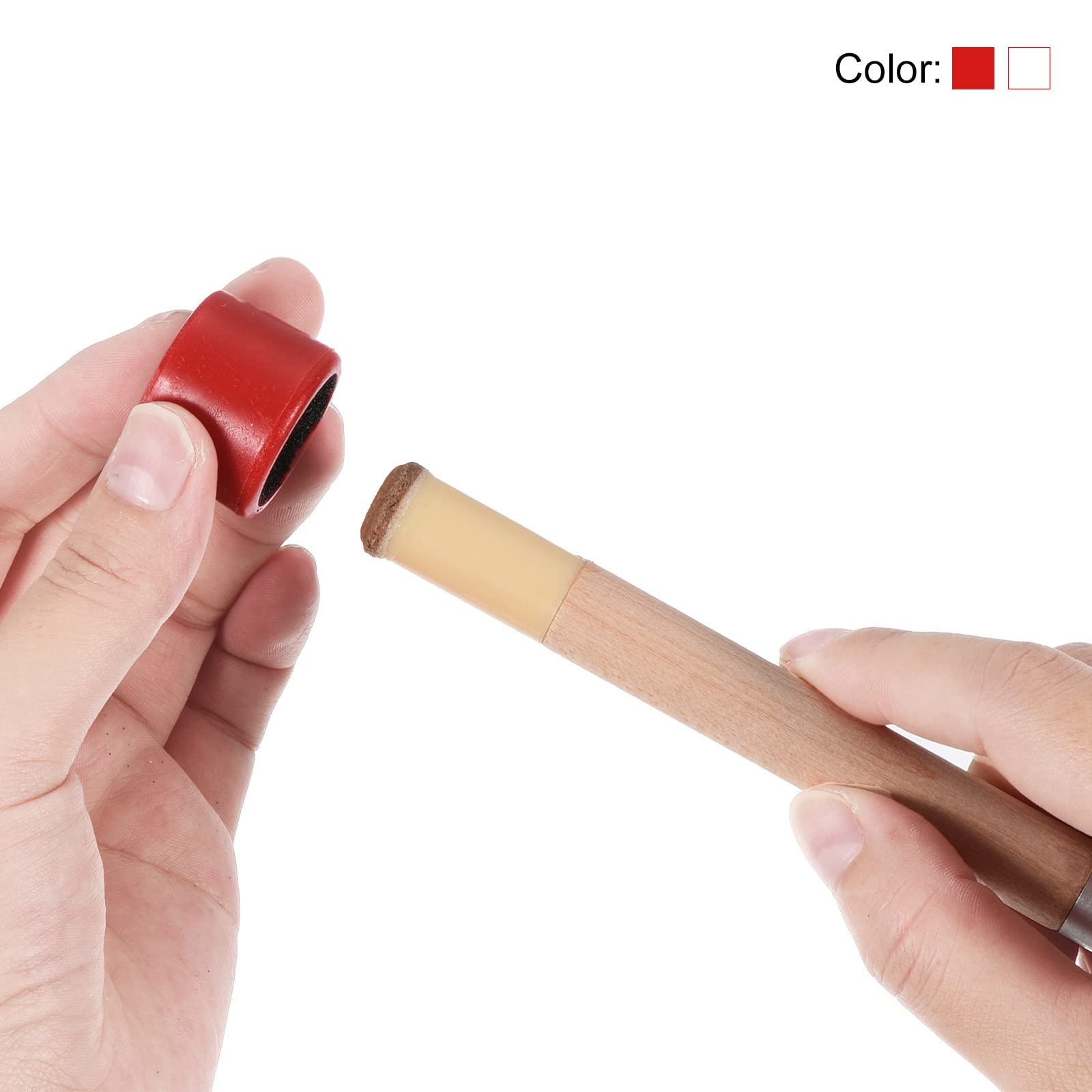 PATIKIL Redondo Billar Taco Punta Lijadora, 2 Paquete Goma Taco Billar Punta Moldeador Lijado Herramienta Accesorios para Snooker Taco, Rojo Blanco