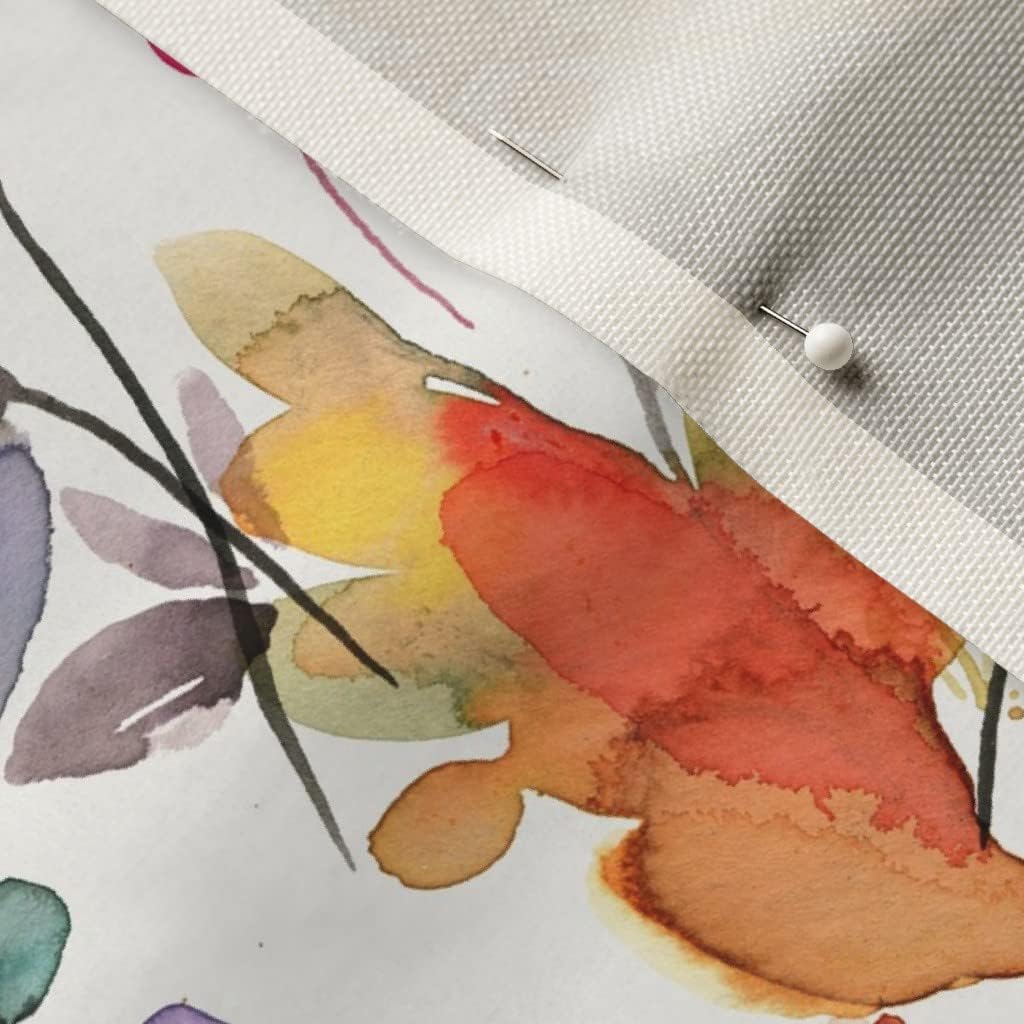 Spoonflower Fabric - Watercolor Plants Floral Nature Abstract Plants Home Decor Watercolor Printed on Upholstery Velvet Fabric Fat Quarter - Upholstery Home Decor Bottomweight Apparel