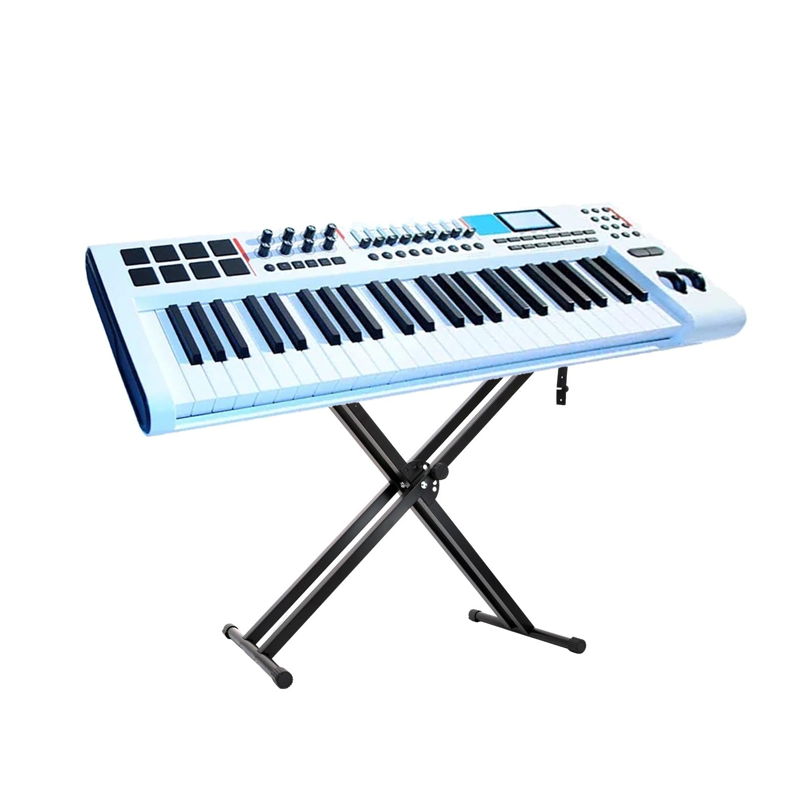 Soporte Piano Soporte portátil for órgano electrónico con ancho ajustable, soporte de piano doble tubo desmontable, en forma X