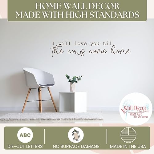 Miniatura 5 de WALL DECOR PLUS MORE Calcomanía de pared para dormitorio, diseño de granjero Love You Til The Cows Come Home Farmer, arte de vinilo, 36 x 7