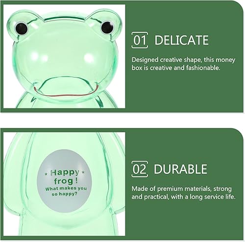 Miniatura 7 de Ipetboom Alcancía transparente con forma de rana para dinero con forma de moneda, caja de almacenamiento de monedas, caja de contenedor de monedas,