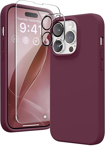 GONEZ Funda para iPhone 14 Pro, compatible con Magsafe, con protector de pantalla + protector de lente de cámara, forro de microfibra suave