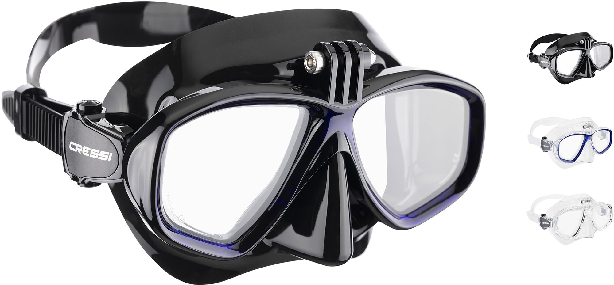 CRESSI Metis/Action CAM Mask - Máscara de Buceo Unisex de Reducido Volumen con Montura para Action CAM, Talla Única