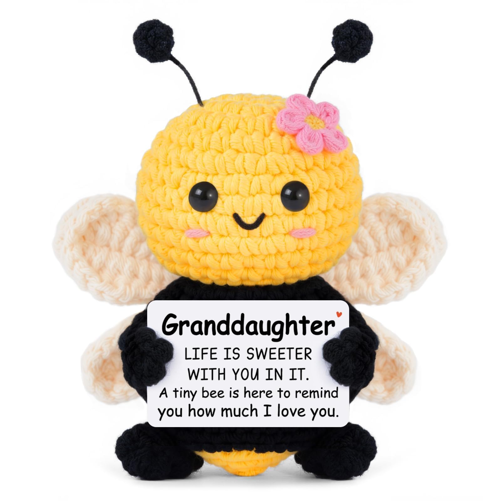 Granddaughter Gifts from Grandma Grandpa, Birthday Gifts for Granddaughter Ideas - Cute Handmade Crochet Bee - Birthday Granddaughters, Emotional Support Animal Gift
