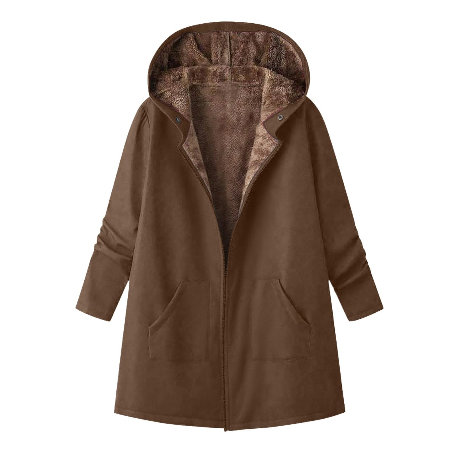 Manteau d'hiver pour femme - Long et chaud - Doudoune matelassée chaude - Coupe-vent - Doublure en polaire - Manteau bouffant chaud - Parka d'hiver épaisse - Manteau d'extérieur avec capuche