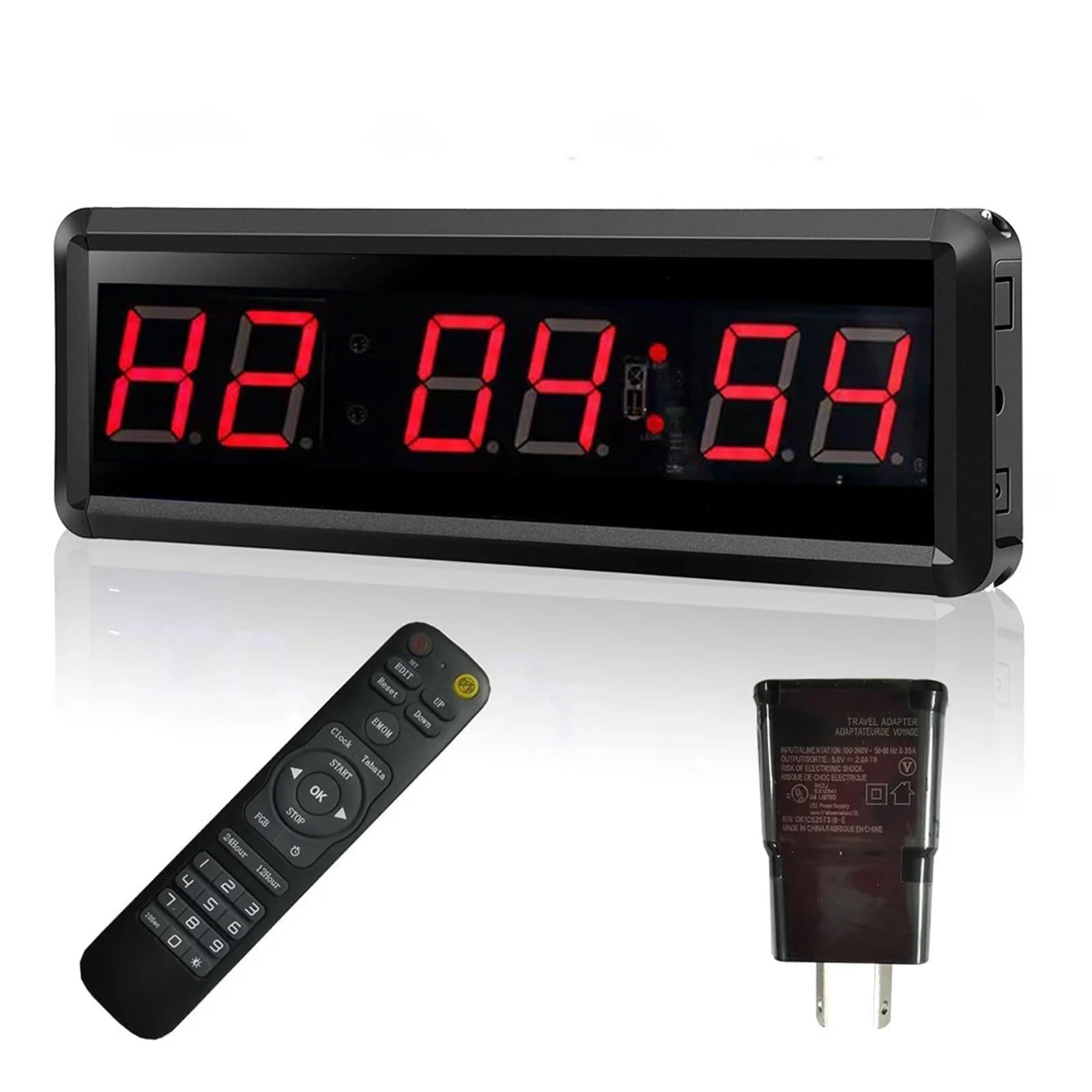 Timer palestra, Orologio da palestra grande 1,5'', timer, cronometro, conto alla rovescia/su, for allenamento, orologio a intervalli con cicalino, for a LED all'aperto(6 red AU Plug)