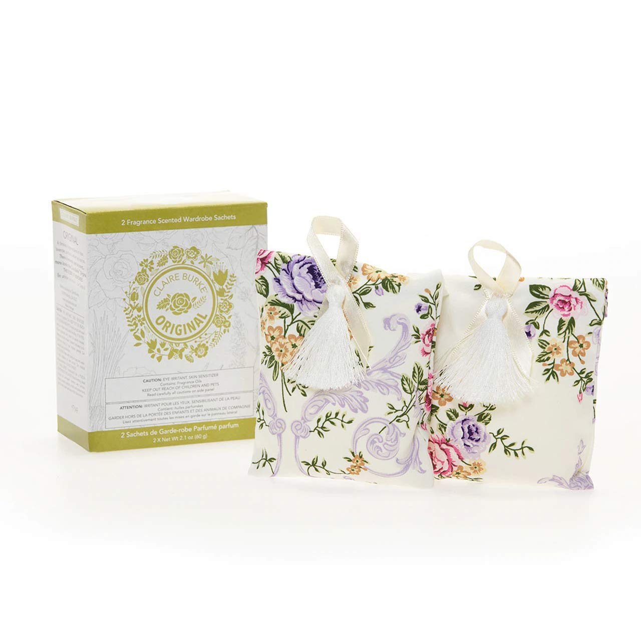 Claire Burke Scented Sachets Original Fragrance for Drawers and Closet, Floral Scent, 2 ct