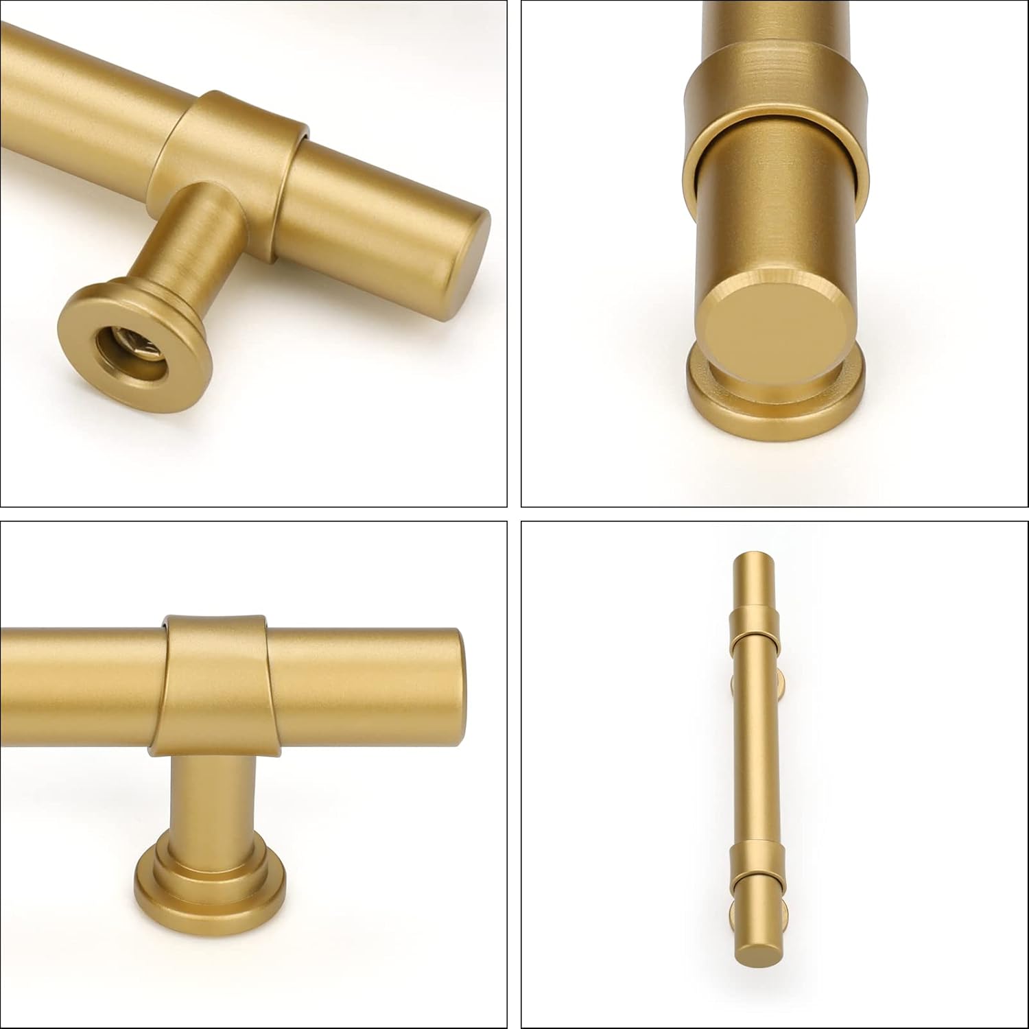 Haliwu 10 Pack 3 inch Hole Center Gold Cabinet Handles Brushed Brass Drawer Pulls for Kitchen Hardware Handles Barrel Dresser Cabinet Pulls