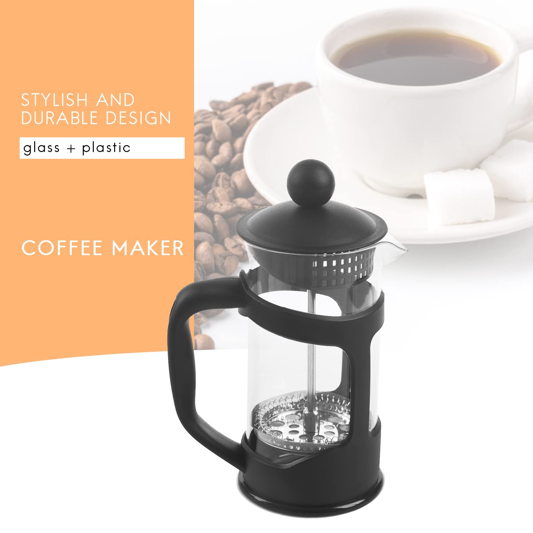 Pasuihcay French Coffee Maker Small French Press Perfect for Morning Coffee Maximum Flavor Coffee Brewer With Superior Filtration, Black