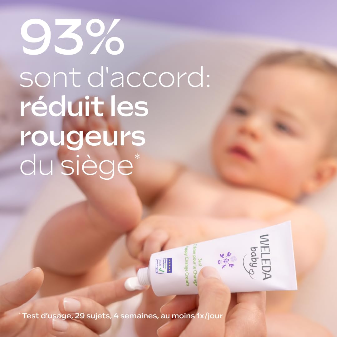 WELEDA - Crème pour le Change Mauve Blanche - Protège, régénère et apaise les irritations du siège des bébés - Peaux très sensibles ou à tendance atopique - NATRUE* - 50 ml
