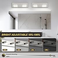 Vista 3 de OKELI 2-Light Bathroom Vanity Light Fixture Brushed Nickel Modern Mirror Front Lamp for Bathroom, Stairs, Hallway Bedside Dimmable Cold White 24W